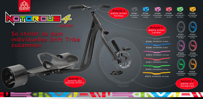 TRIAD Notorious 4 FRAME-Set matt schwarz - Konfiguriere dein Drift Trike selbst! - Rahmen OHNE Vorderrad, Vorbau und Lenker